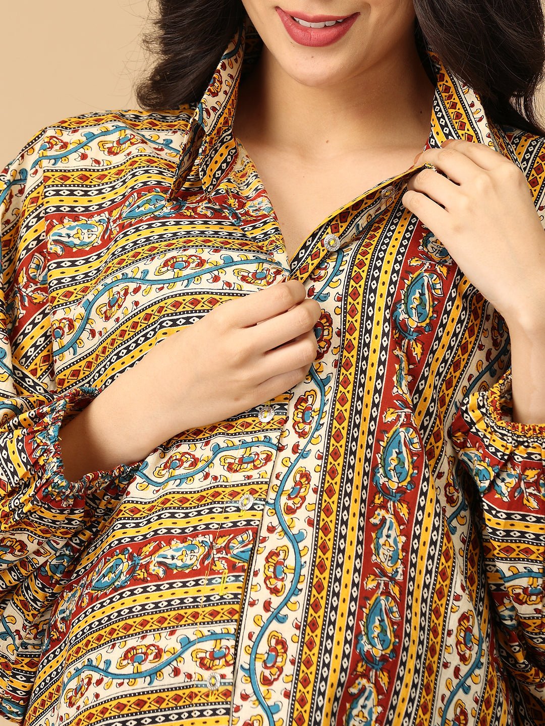 Kalavriti Maternity and Nursing Oversized Shirt - MAT - SF - KLVRI - S
