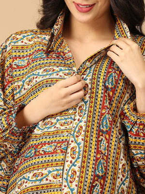 Kalavriti Maternity and Nursing Oversized Shirt - MAT - SF - KLVRI - S