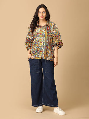 Kalavriti Maternity and Nursing Oversized Shirt - MAT - SF - KLVRI - S