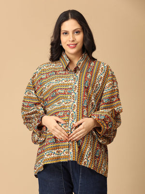Kalavriti Maternity and Nursing Oversized Shirt - MAT - SF - KLVRI - S