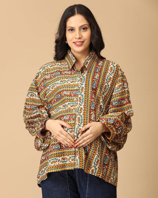 Kalavriti Maternity and Nursing Oversized Shirt - MAT - SF - KLVRI - S