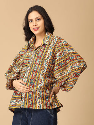 Kalavriti Maternity and Nursing Oversized Shirt - MAT - SF - KLVRI - S