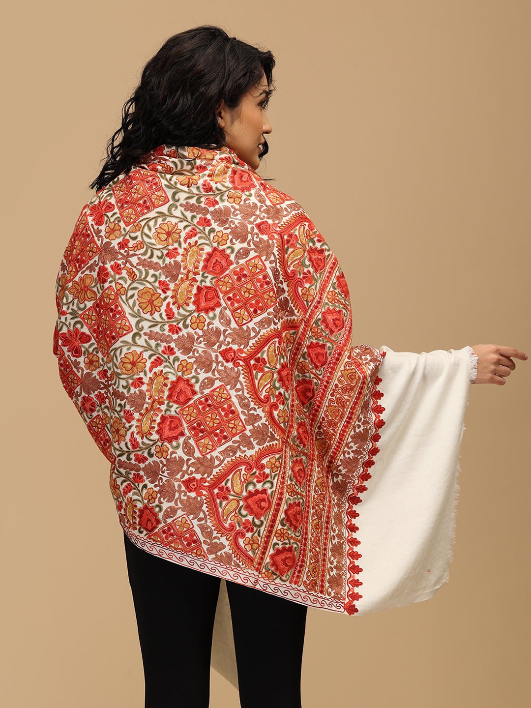 Kashida Kahani Embroidered Woolen Stoles - Onesize Winter Stoles