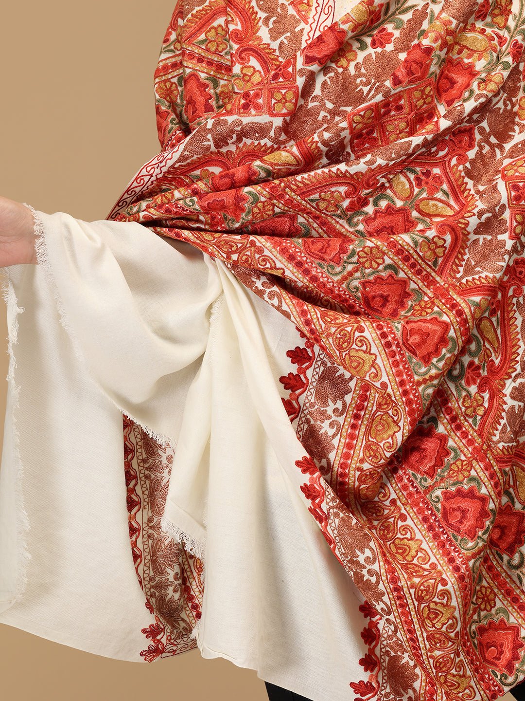 Kashida Kahani Embroidered Woolen Stoles - Onesize Winter Stoles