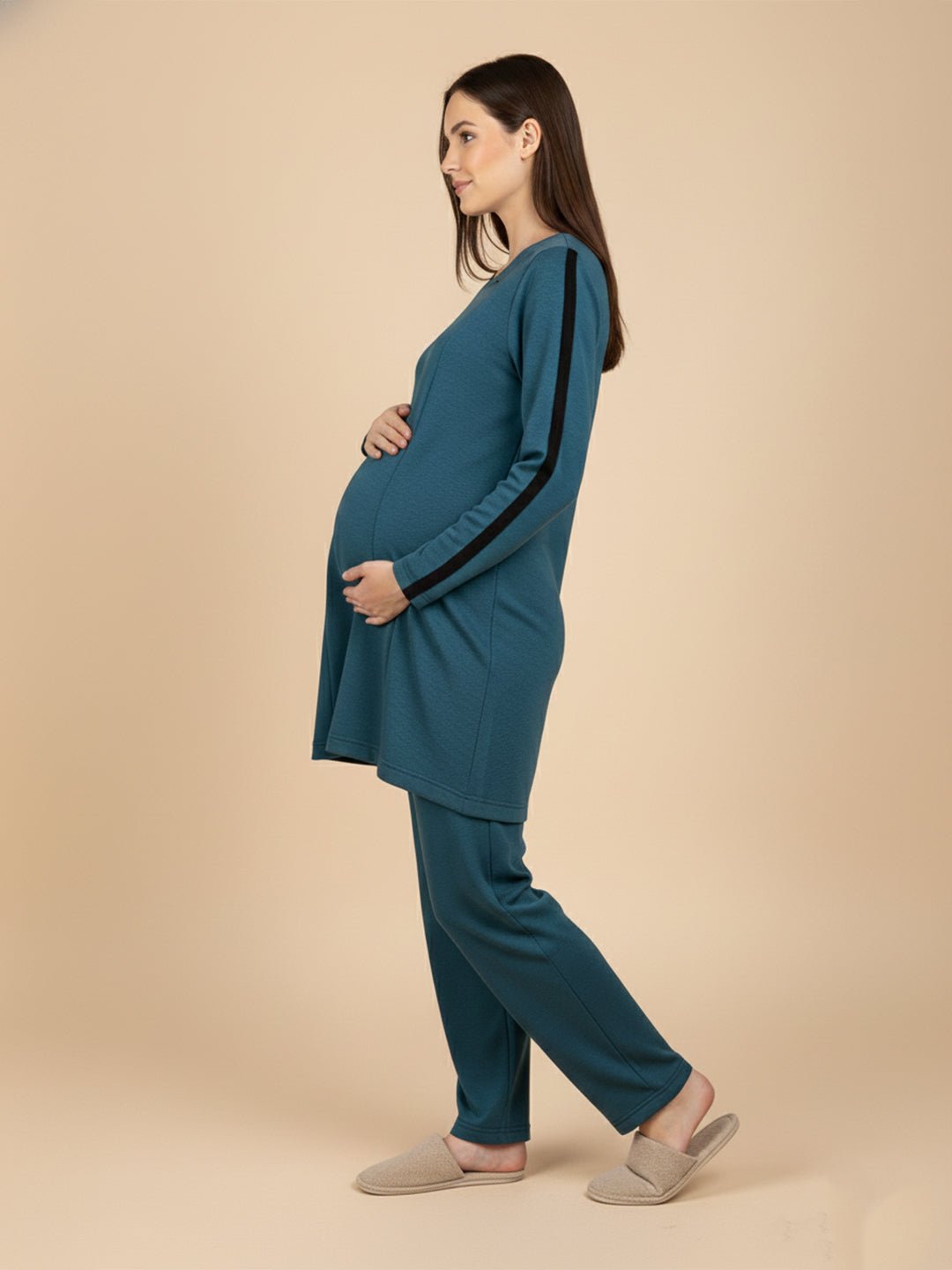 Keepin’ It Teal Maternity and Nursing Loungewear Set - Teal Maternity Winter Set