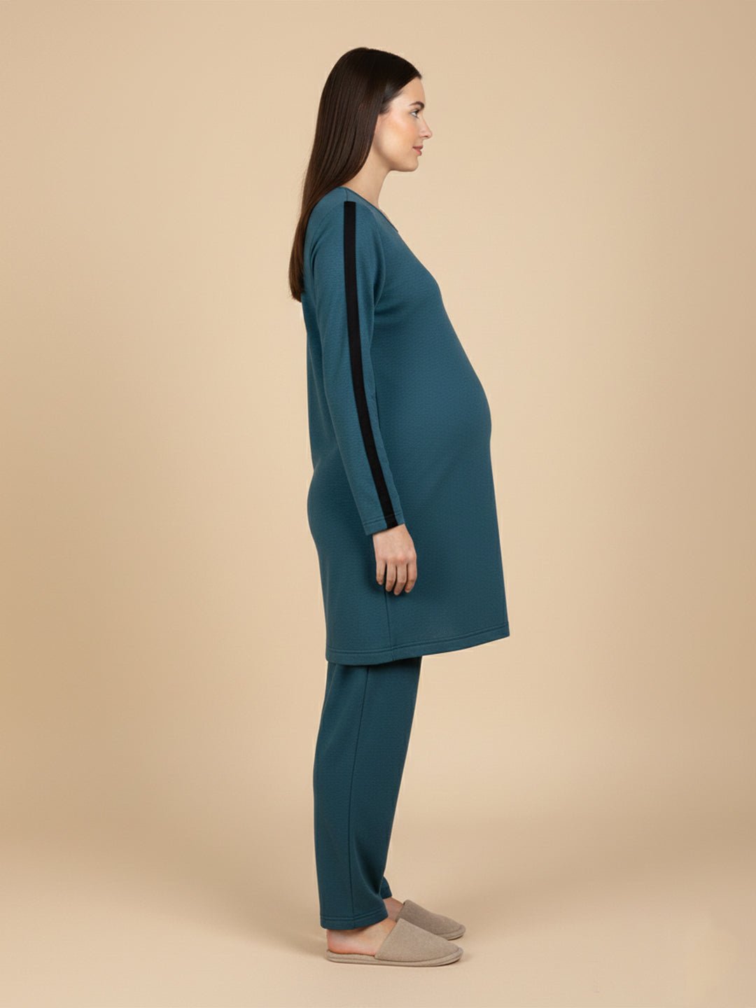 Keepin’ It Teal Maternity and Nursing Loungewear Set - Teal Maternity Winter Set
