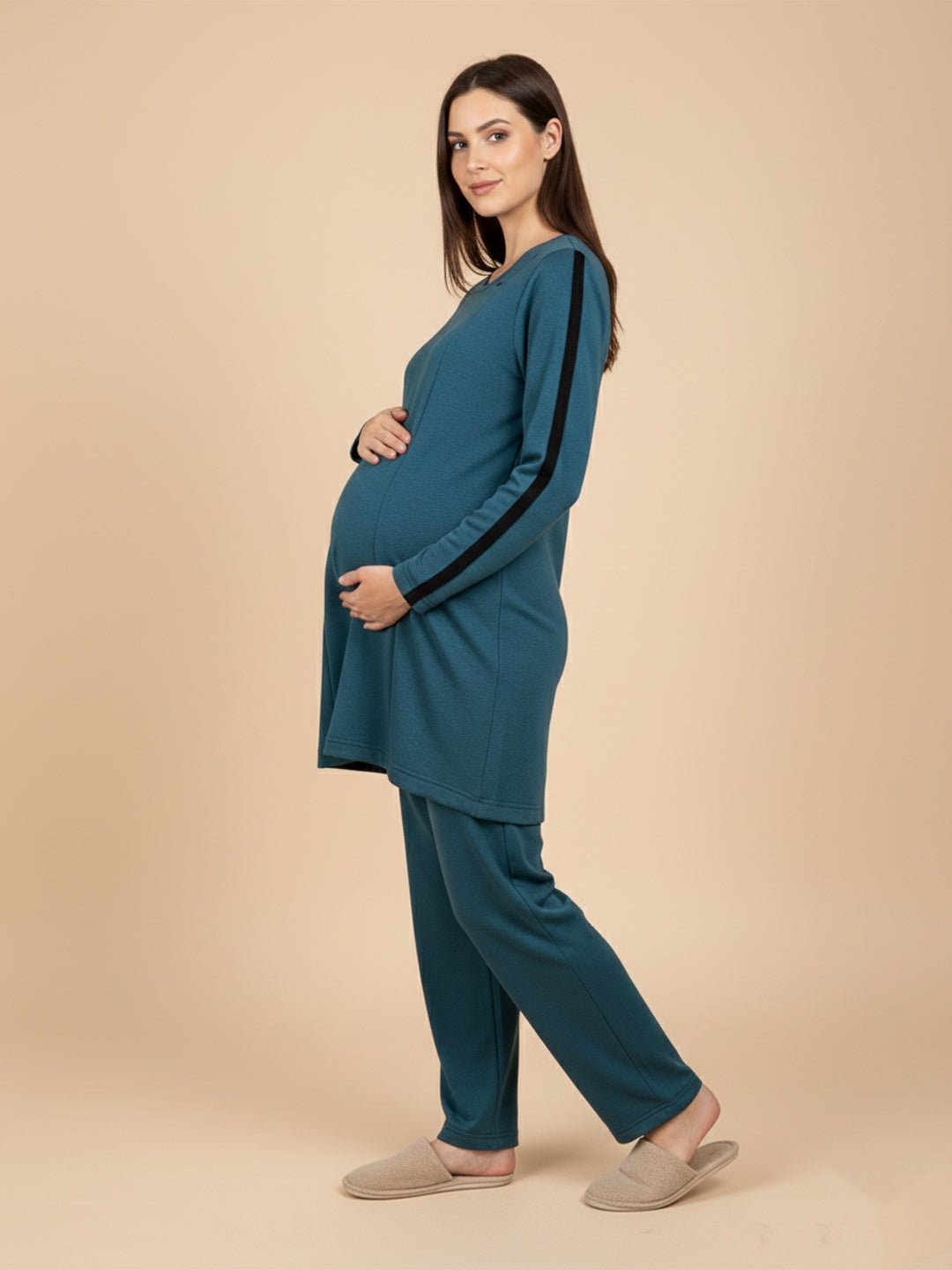 Keepin’ It Teal Maternity and Nursing Loungewear Set - Teal Maternity Winter Set