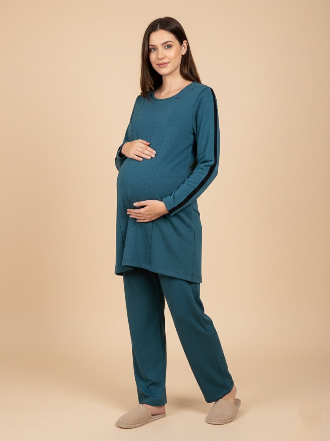 Keepin’ It Teal Maternity and Nursing Loungewear Set - Teal Maternity Winter Set
