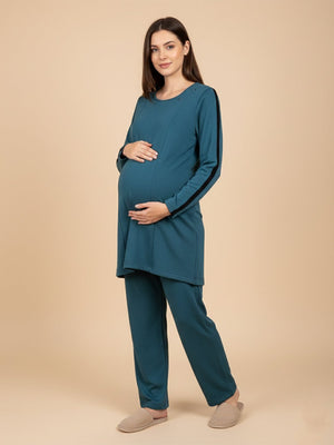 Keepin‚Äô It Teal Maternity and Nursing Loungewear Set - Teal Maternity Winter Set