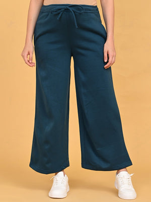 Front view of Keepin‚Äô It Teal maternity lounge pants with elastic drawstring waistband and wide-leg silhouette.