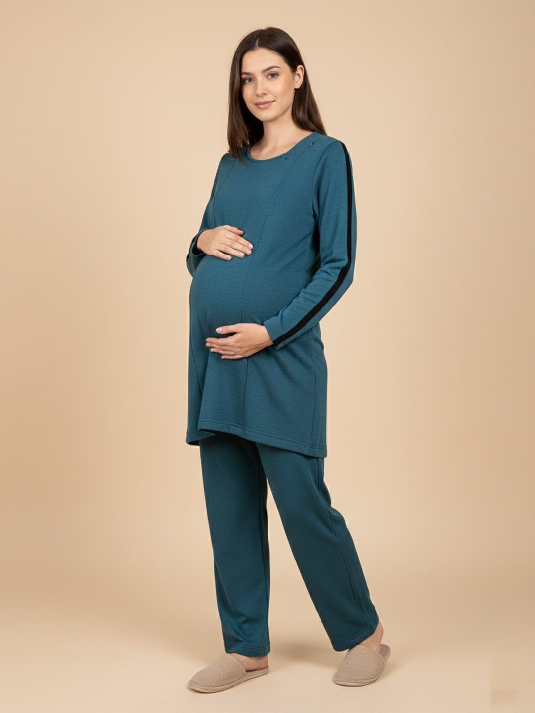Keepin’ It Teal Maternity and Nursing Loungewear Set - Teal Maternity Winter Set