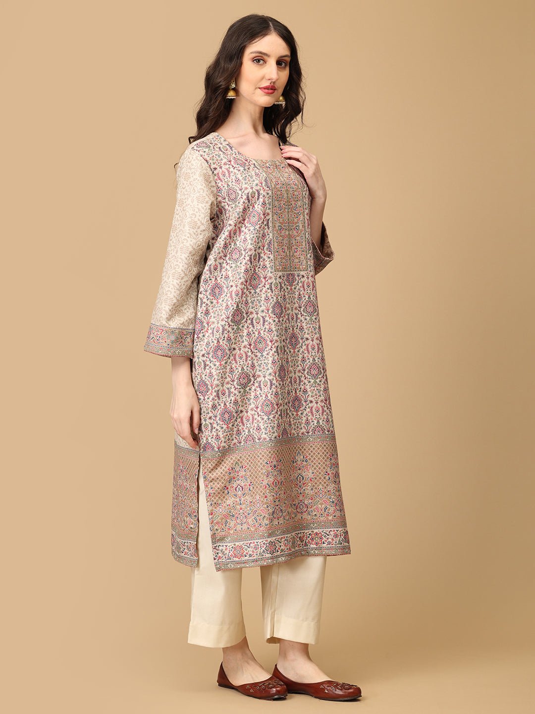 Khalis Husn Women's Cashmilon Kurta Set with Shawl - WES - SK - KHLH - S
