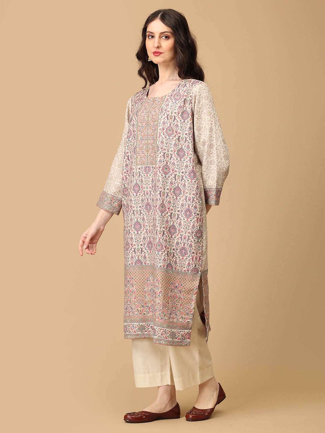 Khalis Husn Women's Cashmilon Kurta Set with Shawl - WES - SK - KHLH - S