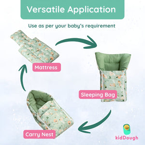 Kiddough 100% Cotton Foldable & Washable Baby Sleeping Bag (0–12M) - Baby Nest
