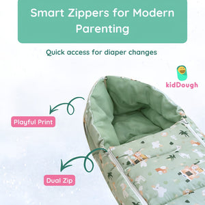 Kiddough 100% Cotton Foldable & Washable Baby Sleeping Bag (0–12M) - Baby Nest