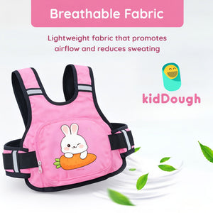 KidDough Adjustable Baby Safety Belt for Bike/Scooty with Storage (Pink) - Baby Safety