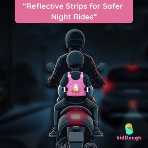 KidDough Adjustable Baby Safety Belt for Bike/Scooty with Storage (Pink) - Baby Safety