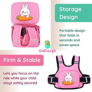 KidDough Adjustable Baby Safety Belt for Bike/Scooty with Storage (Pink) - Baby Safety
