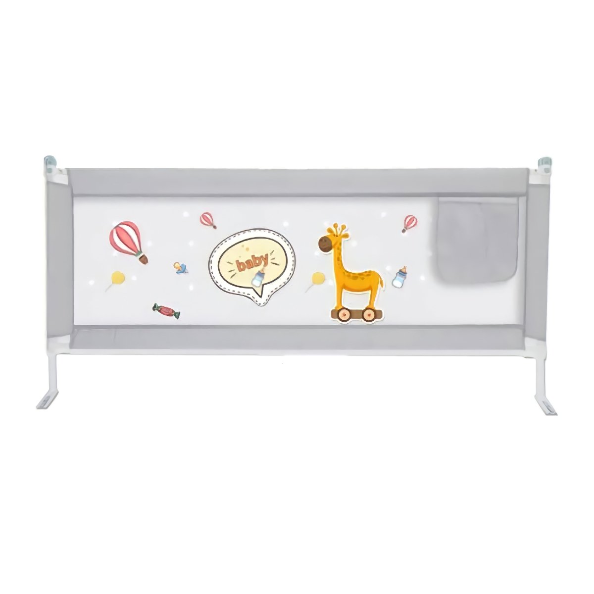 KidDough Adjustable Bed Rail Guard for Kids Safety- Grey -