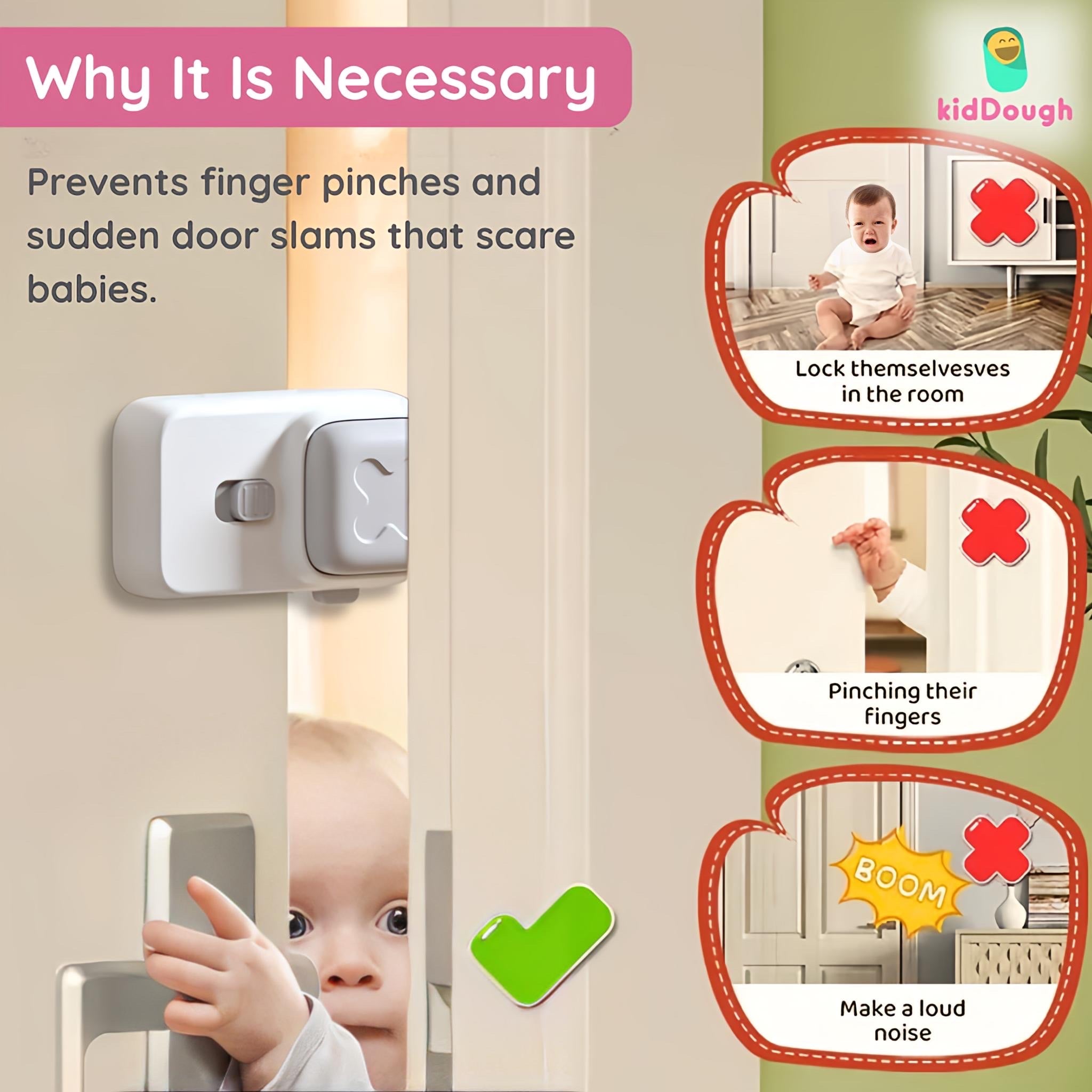 KidDough Baby Finger Pinch Door Stopper, Double Safety Lock - Door Stopper,Double Safety Lock Double