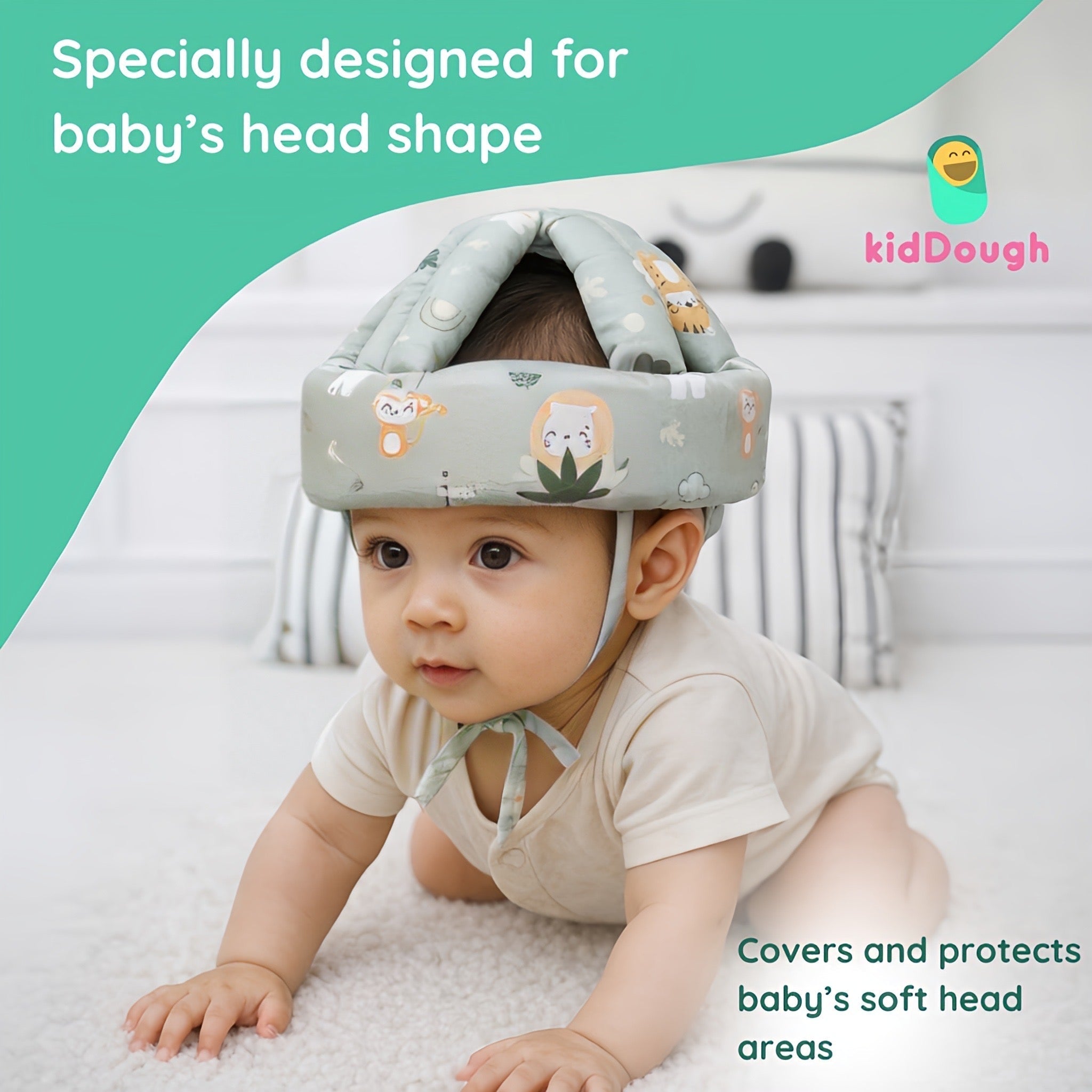 Kiddough Baby Head Protector Safety Helmet (6 Months–3 Years) - Baby Safety