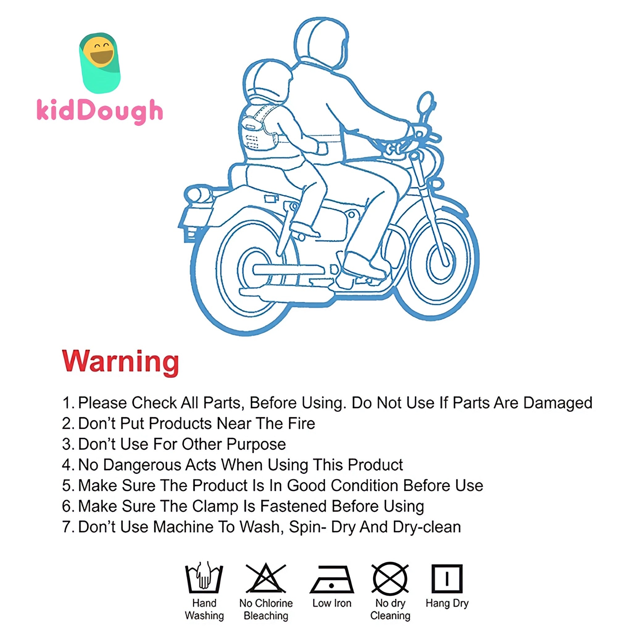 KidDough Baby Kids Safety Strongest Premium Belt for Two Wheeler Bike/Scooty - SafetyBeltGrey
