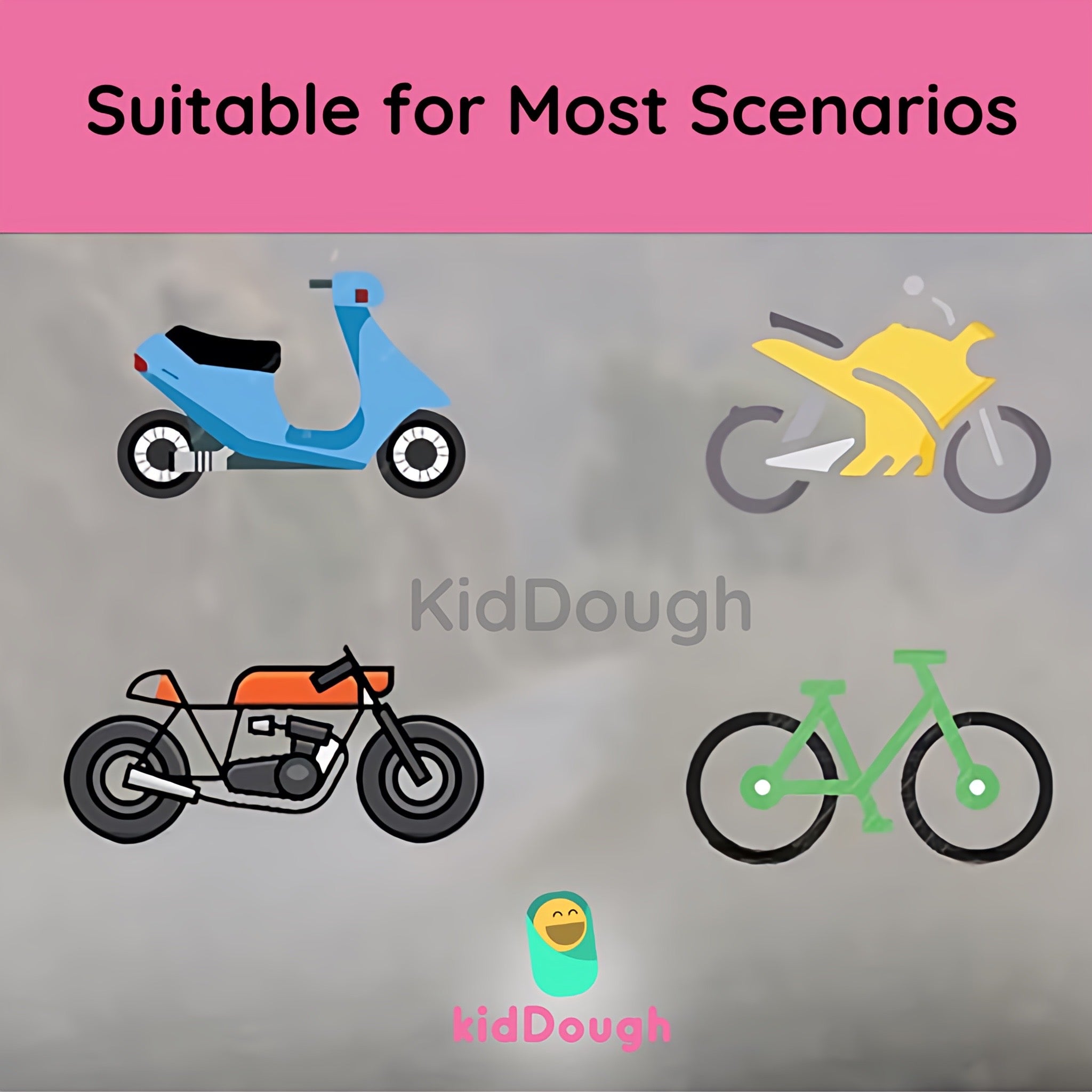 KidDough Baby Kids Safety Strongest Premium Belt for Two Wheeler Bike/Scooty - SafetyBeltGrey