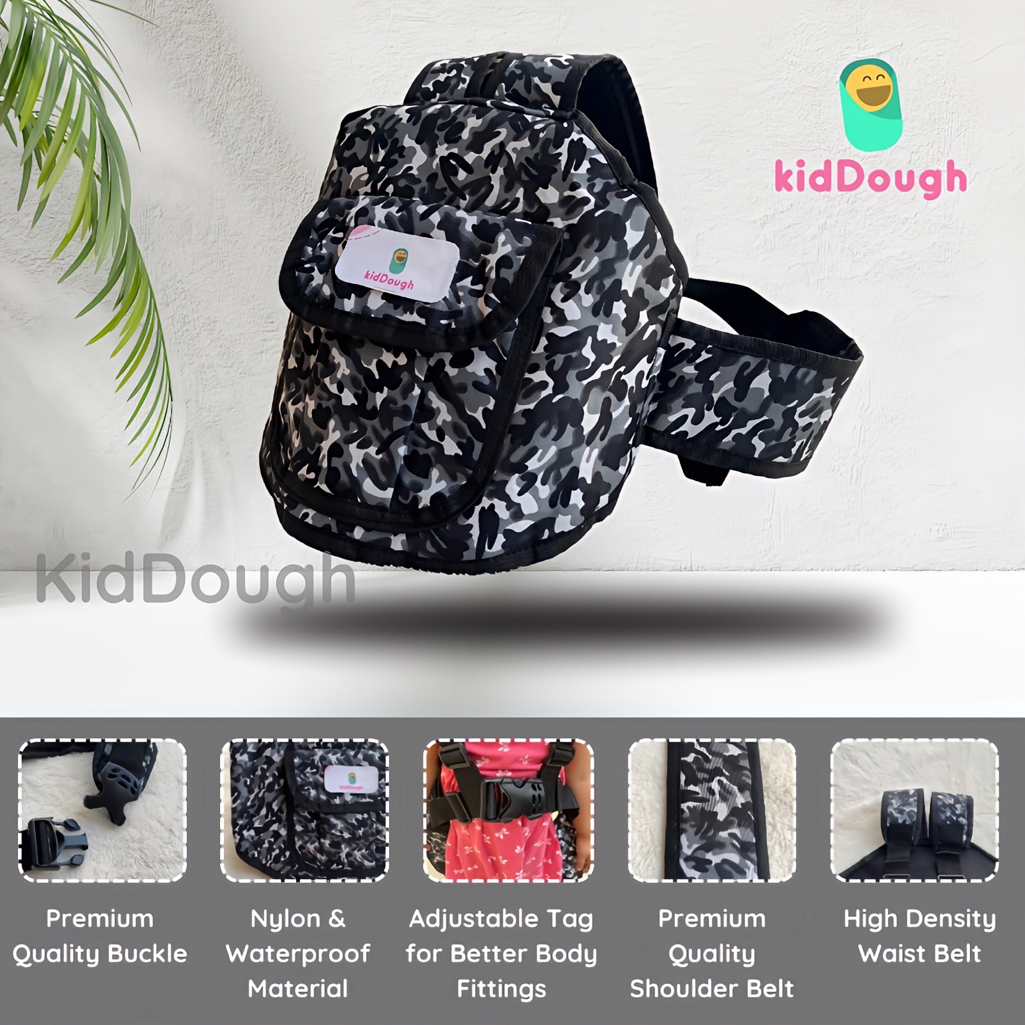KidDough Baby Kids Safety Strongest Premium Belt for Two Wheeler Bike/Scooty - SafetyBeltGrey