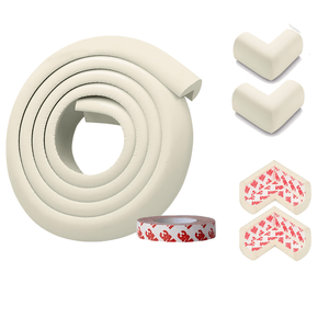 KidDough Baby Proofing, 2 Meters White Edge Protector+4 Corner Guards for Sharp Edges - 2 Metre White Safety Strip+4 Corner Guards