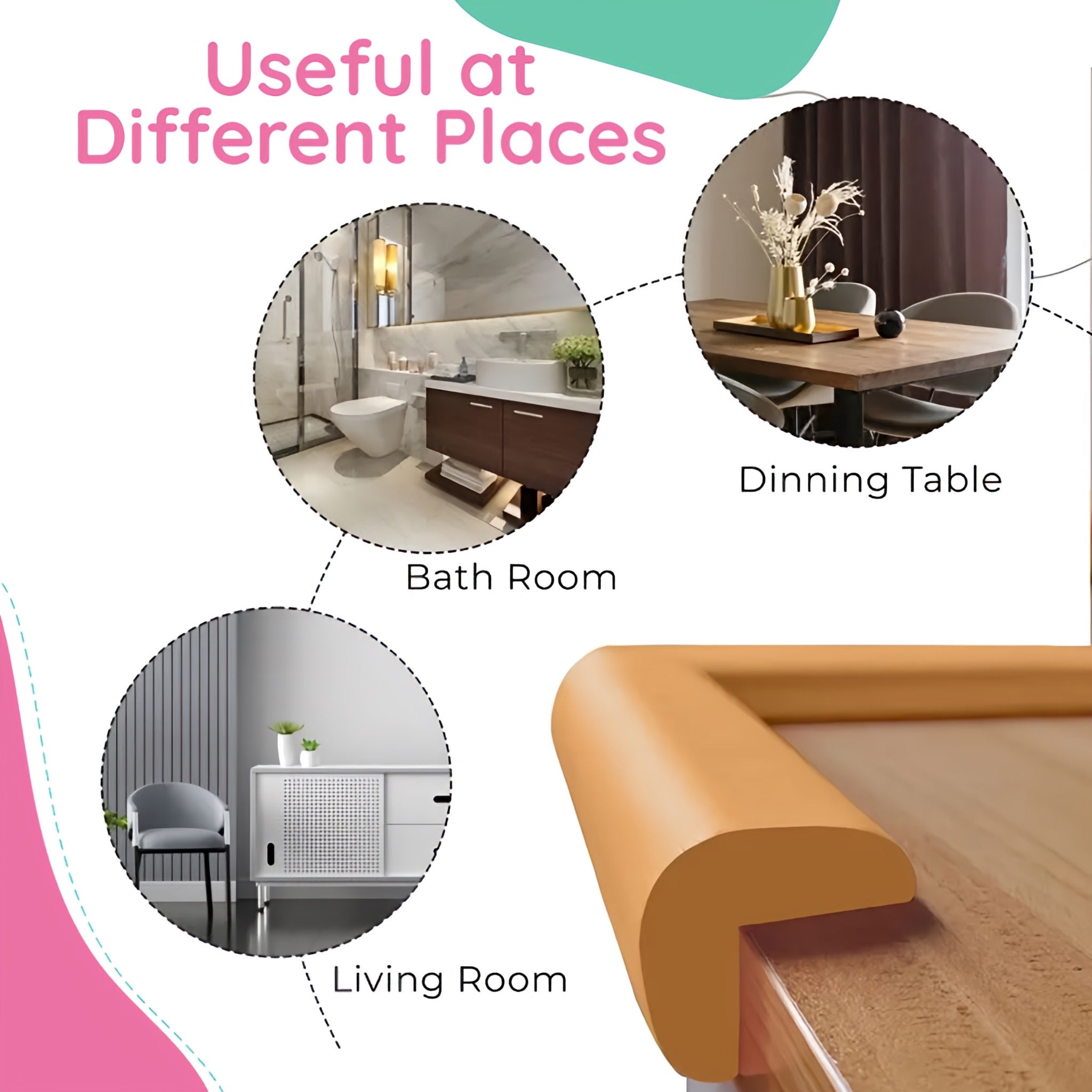 KidDough Baby Proofing Corner Safety Strip and Corner Guard 2 Mtrs Light Brown - 2MtrsLightBrown