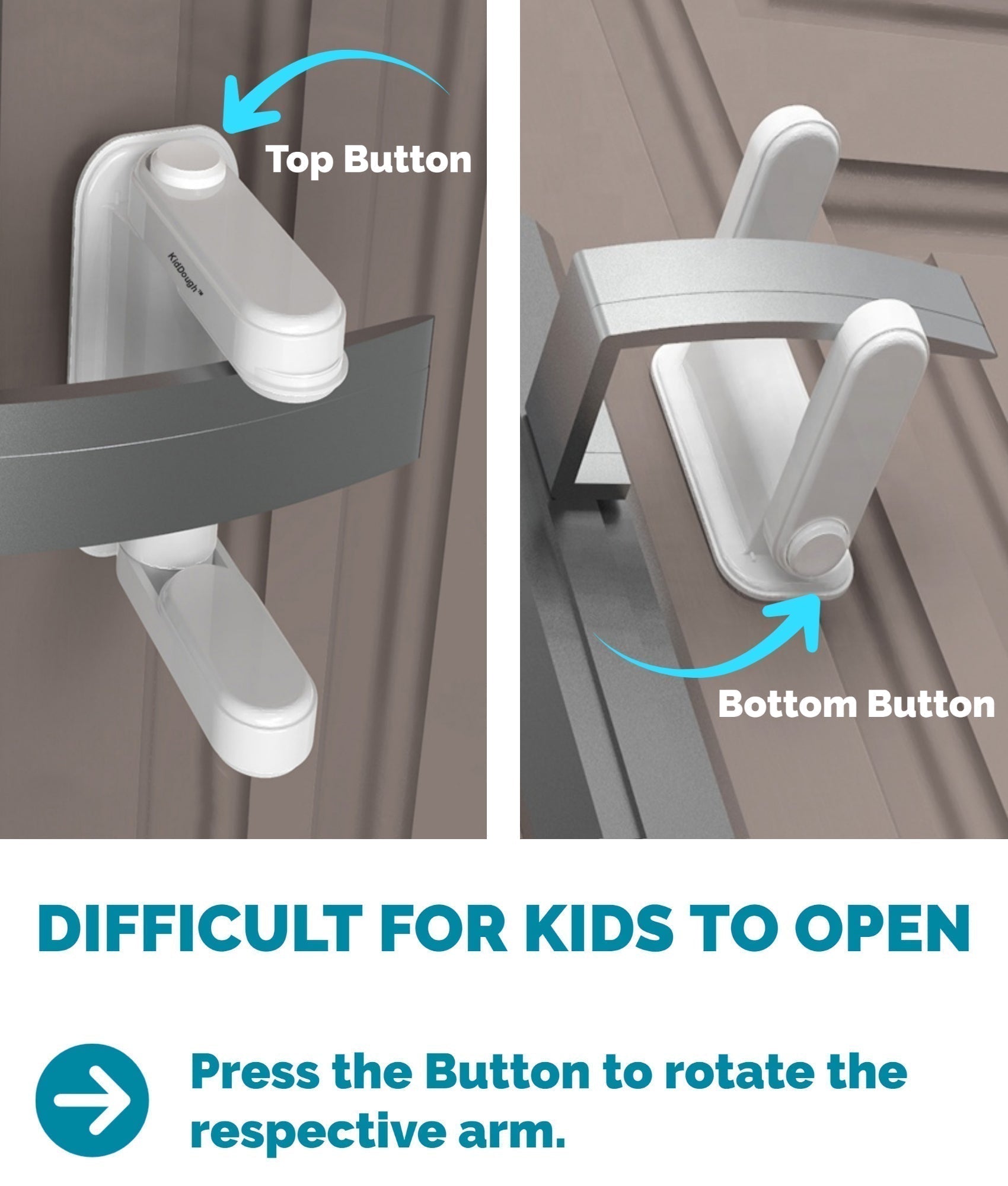 KidDough Baby Proofing Door Handle Safety Locks - Pack of 2 - DoorHandleLocks