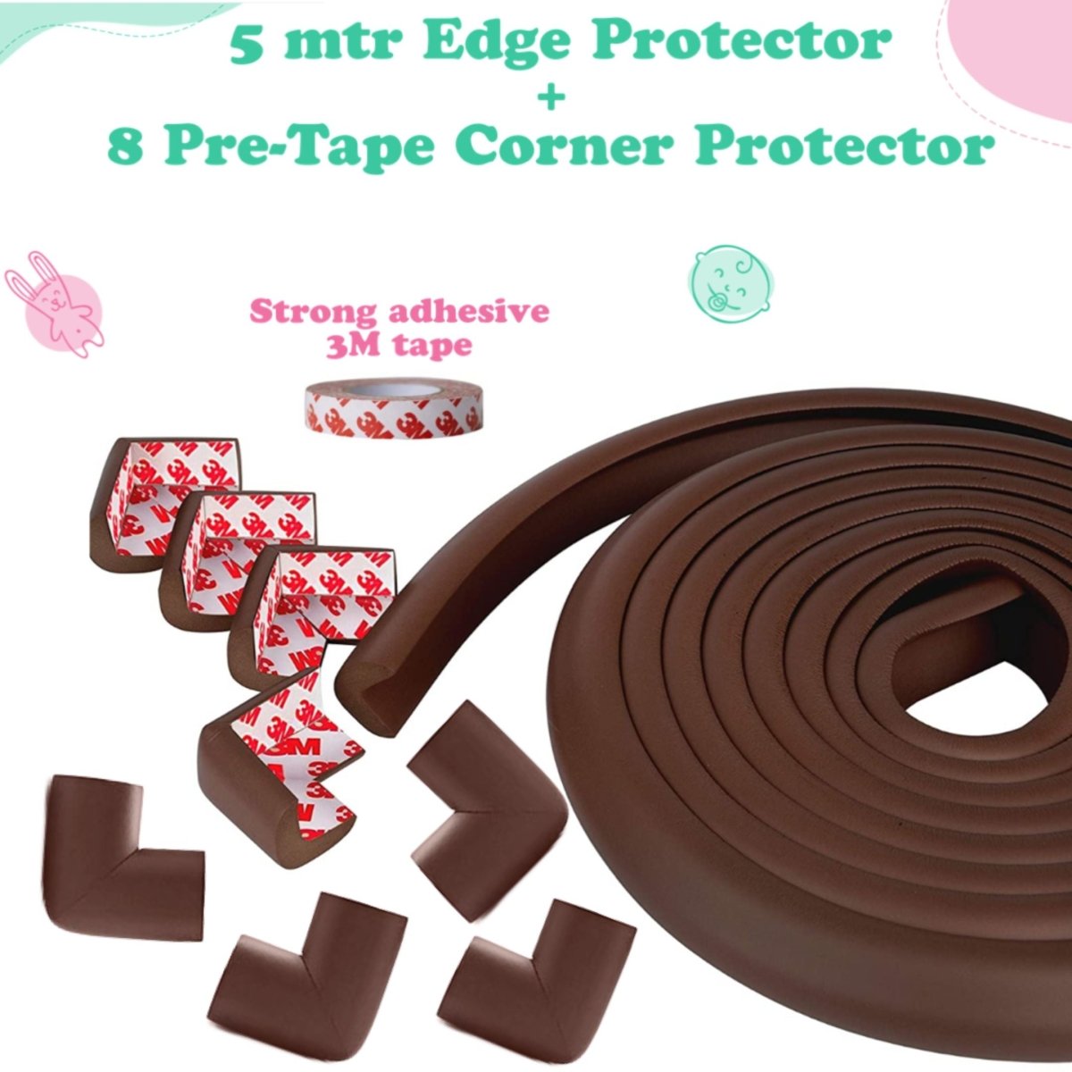KidDough Baby Proofing Edge & Corner Protector for Kids- Extra Thick for Baby Safety - edgeguard