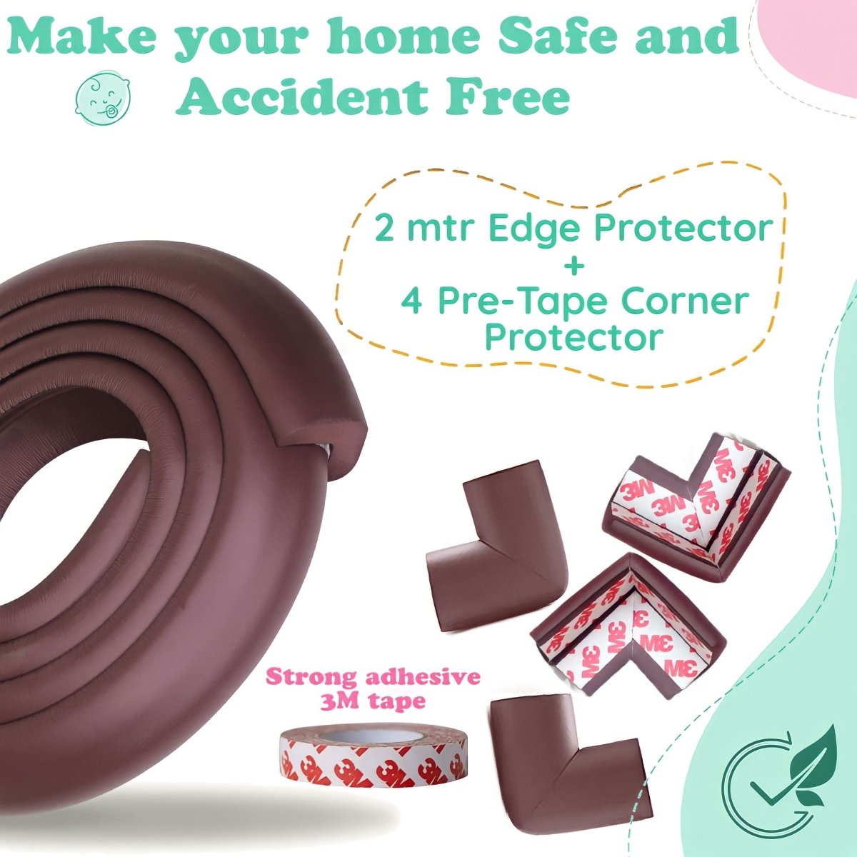 KidDough Baby Proofing Edge & Corner Protector for Kids- Extra Thick for Baby Safety - edgeguard