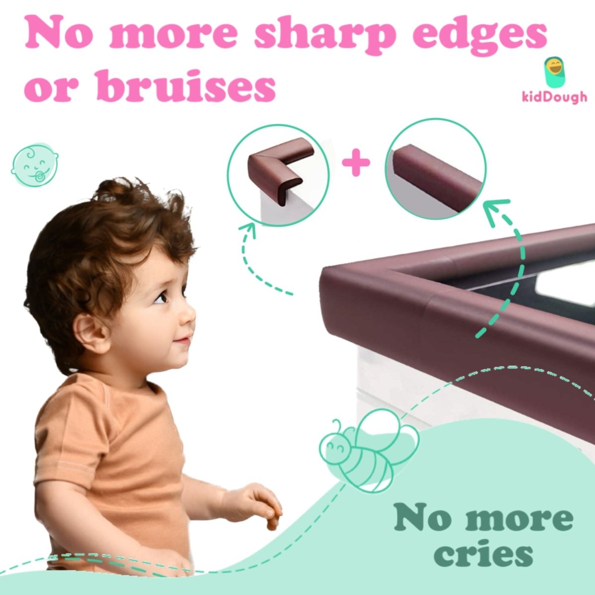 KidDough Baby Proofing Edge & Corner Protector for Kids- Extra Thick for Baby Safety - edgeguard