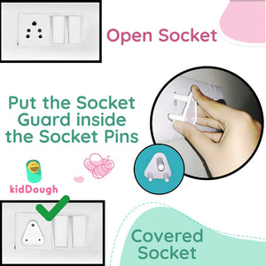 KidDough Baby Proofing Electrical Protector Socket Plug Cover Guards - Pack of 12 - ElectricSocketGuard