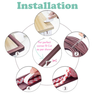 KidDough Baby Proofing Extra Thick Edge & Corner Guard - 5M Edge Protector, Rubber Safety Guard for Kids - 5Mtetre Brown Safety Strip