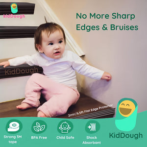 KidDough Baby Proofing Flat Edge Protector - 2 Meters - Black - FlatEdgeBlack