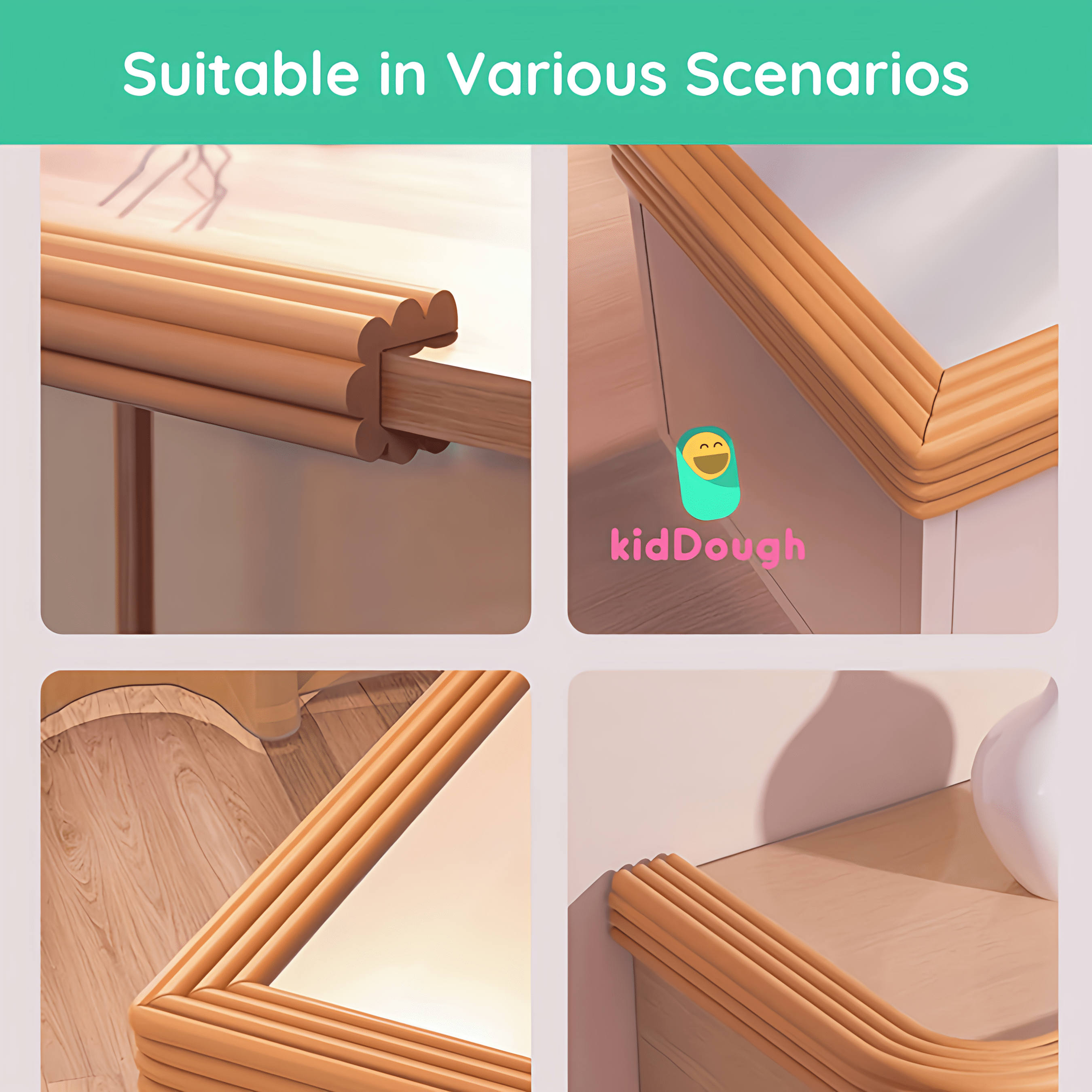 KidDough Baby Proofing Flat Edge Protector - 2 Mtrs Wood Color - FlatEdgeWoodColor