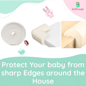 Kiddough Baby Proofing Kit with 5M Edge Protector, 4 Corner Guards, 6 Socket Guards, 2 Door Guards, 5 Safety Locks, 2 C - Shape Door Stopper, White - 5 Metre White Kit