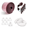Kiddough Baby Proofing Kit with Edge Protector, C - Shape Door Stopper, Safety Locks, Socket Guards, Door Guards, Brown - Brown Flatedge Kit