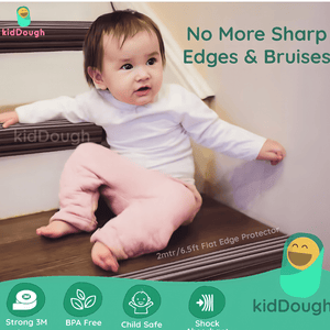 Kiddough Baby Proofing Kit with Edge Protector, C - Shape Door Stopper, Safety Locks, Socket Guards, Door Guards, Brown - Brown Flatedge Kit