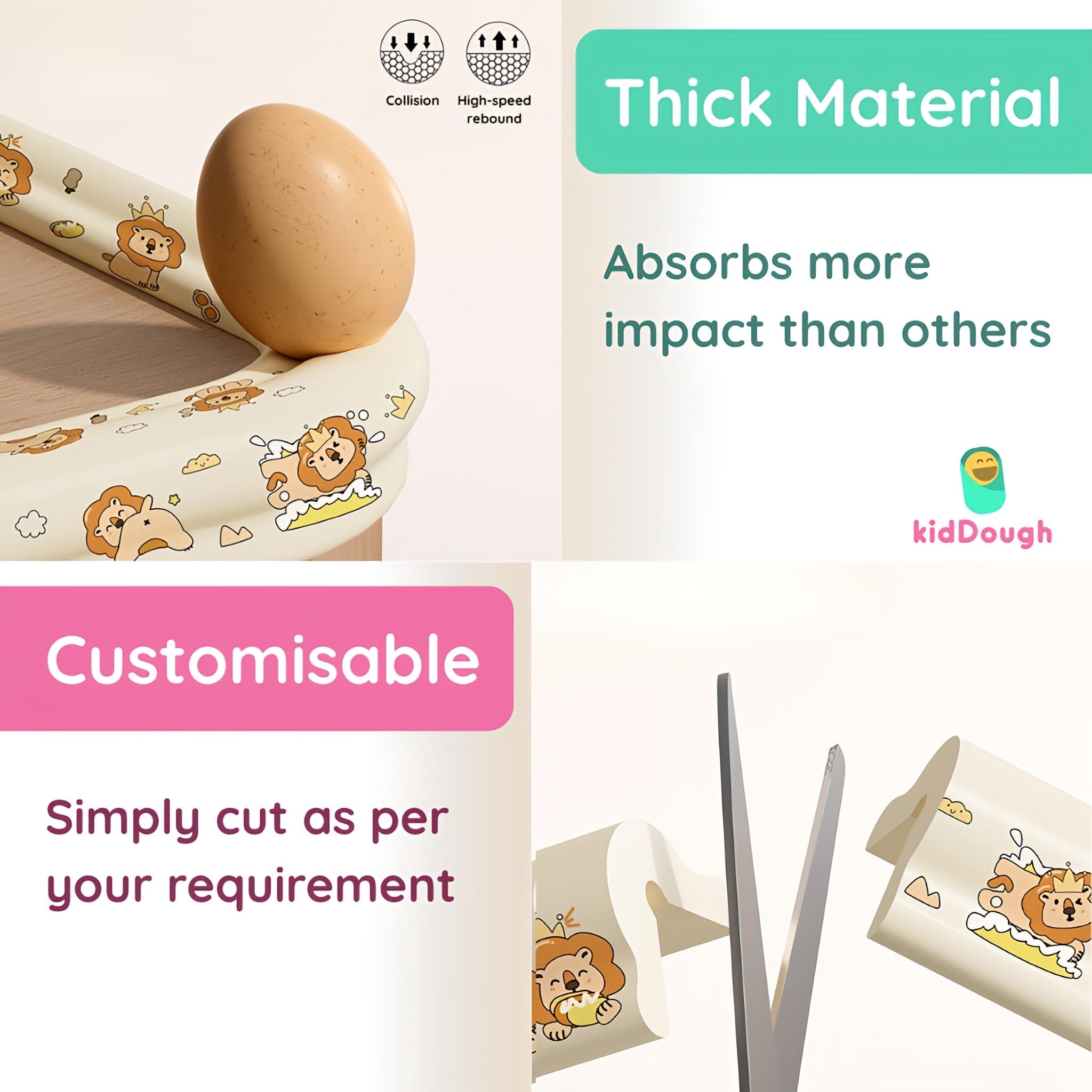 KidDough Baby Proofing Printed Edge Protector - 2 Meters Safety Strip, Dense Edge Guard for Kids Safety, Shock Absorbant Edge Protector, Baby Safety Products (Lion Print) - PrintedEdgeProtector(LionPrint)