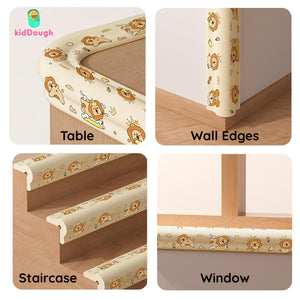 KidDough Baby Proofing Printed Edge Protector - 2 Meters Safety Strip, Dense Edge Guard for Kids Safety, Shock Absorbant Edge Protector, Baby Safety Products (Lion Print) - PrintedEdgeProtector(LionPrint)