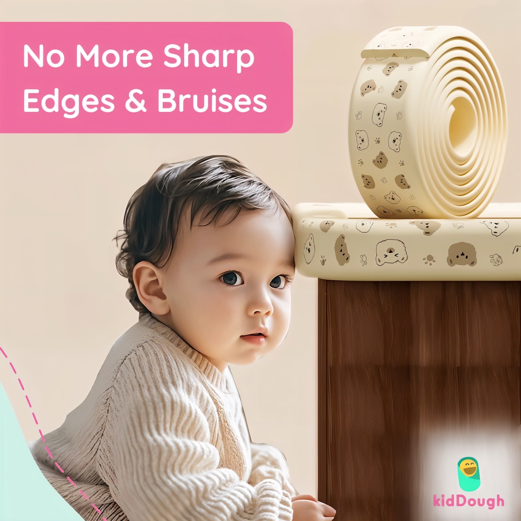 KidDough Baby Proofing 2 Meter Printed Flat Edge Protector (Bears)