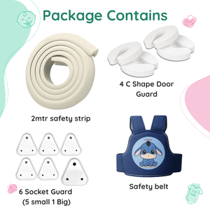 KidDough Baby Proofing Safety Combo Blue Cartoon Belt Kit | The Mom Store - Baby Safety