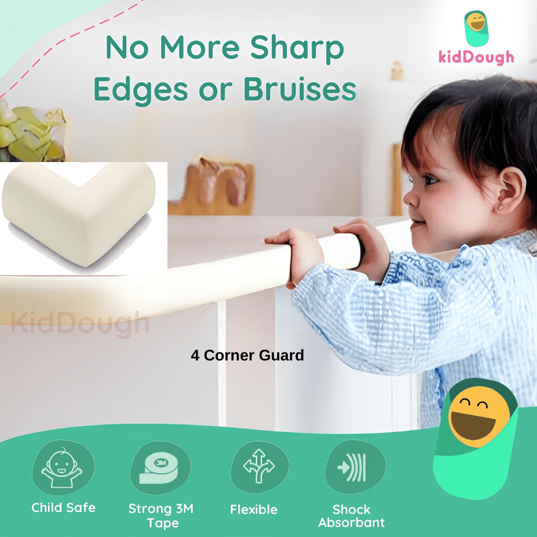 KidDough Baby Proofing, 2 Meters White Edge Protector+4 Corner Guards for Sharp Edges