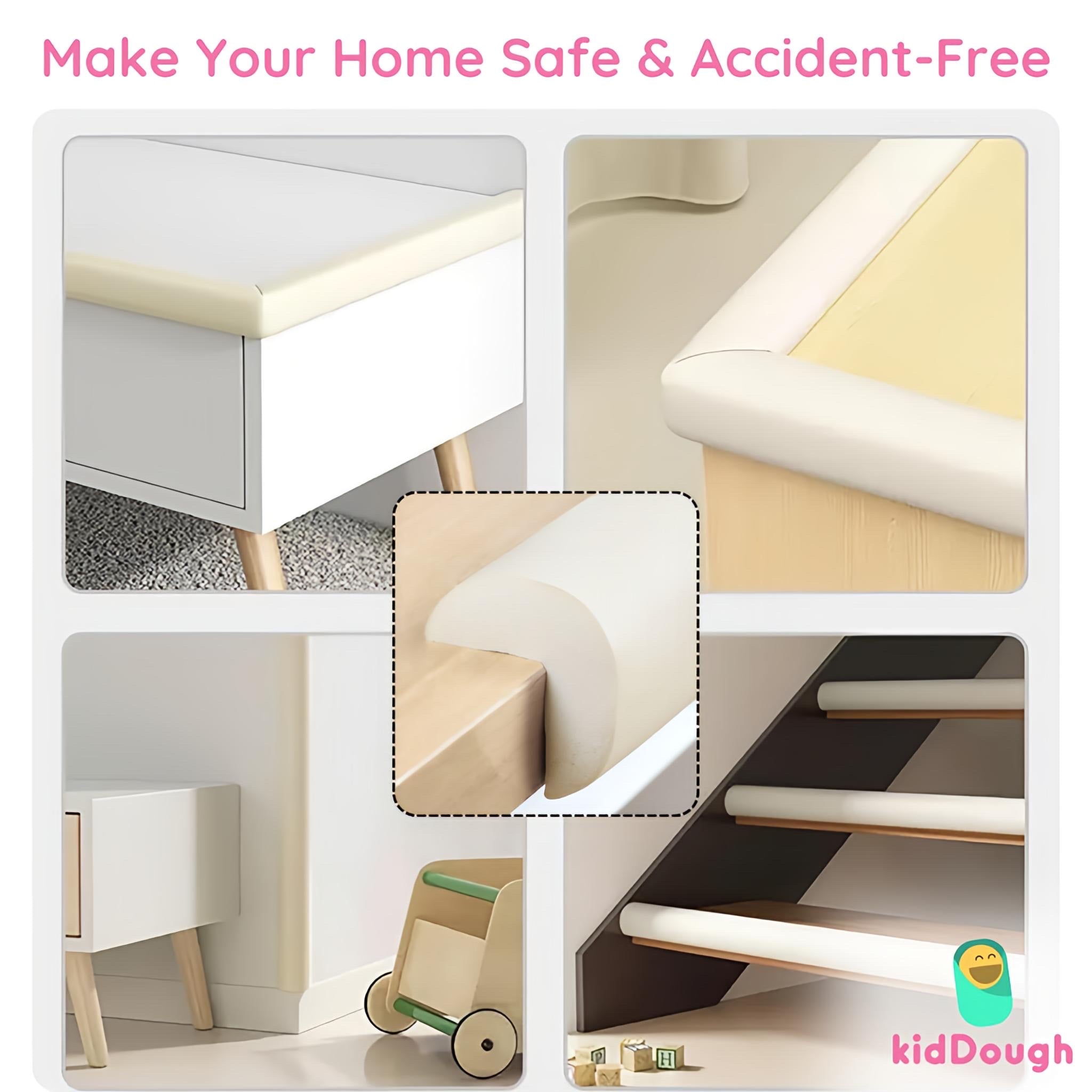 KidDough Baby Proofing Safety Strip, Furniture Edge and Corner Guards (2 Meters Extra Thick White) - White Safety Strip