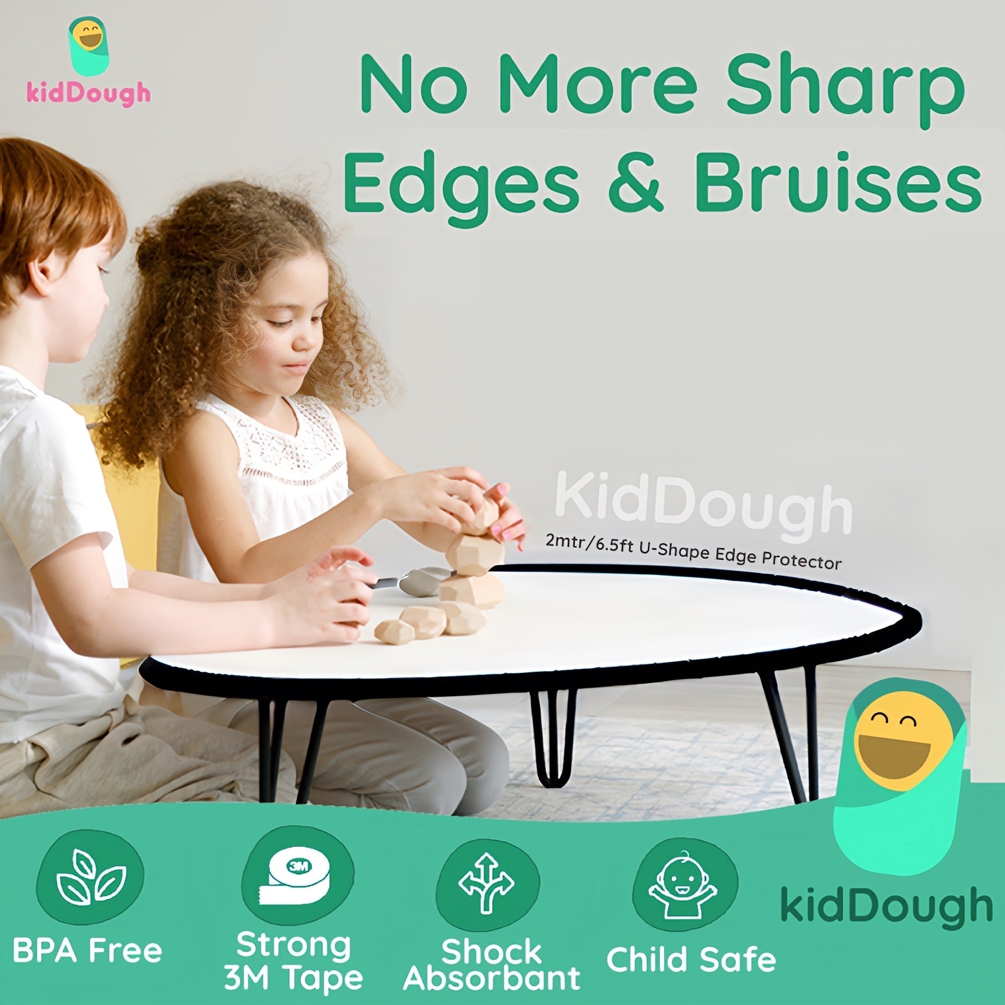KidDough Baby Proofing U - Shape Safety Strip - 2 Meters Black - U - ShapeBlack