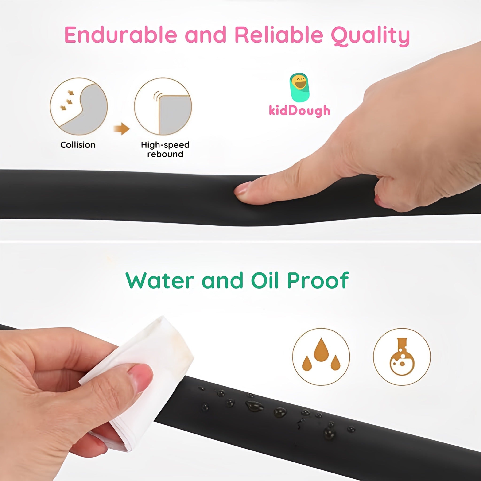 KidDough Baby Proofing U - Shape Safety Strip - 2 Meters Black - U - ShapeBlack