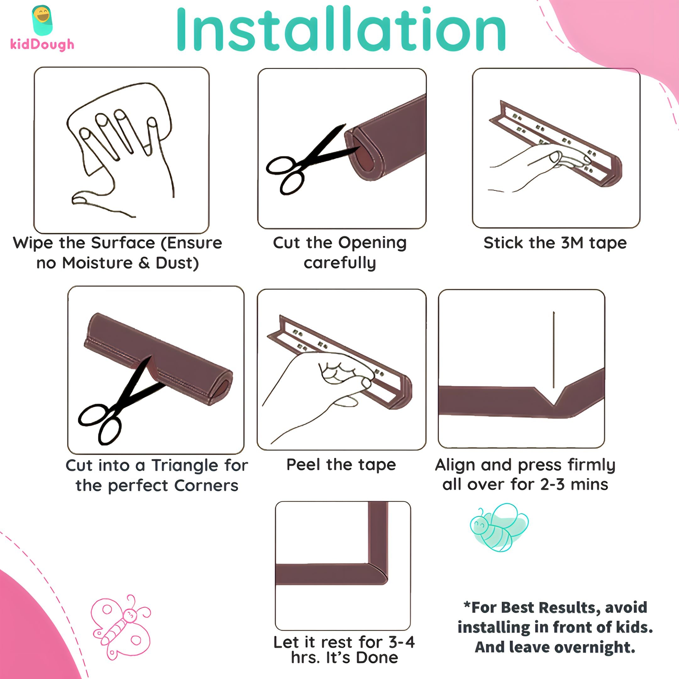 KidDough Baby Proofing U - Shape Safety Strip - 2 Meters Black - U - ShapeBlack